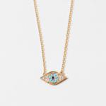 Gold Evil Eye Necklace Turquoise & CZ