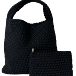 Lauren Black Woven Neoprene Hobo w/ Pouch