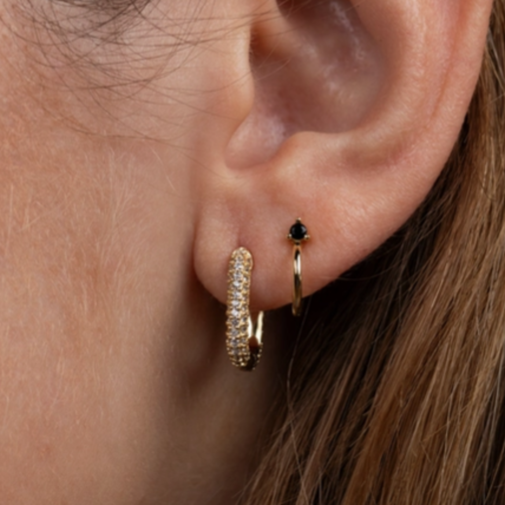 Golden Hoop Pave Earring