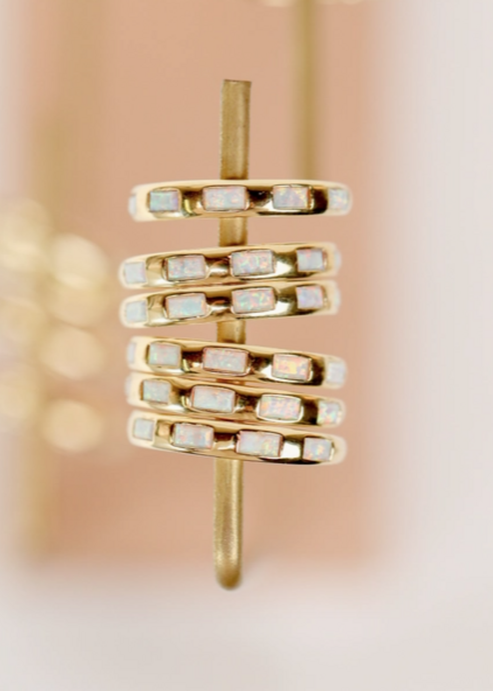 Inset Opal Baguette Ring