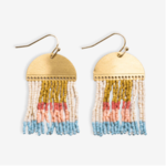 Birdie Abstract Beaded Fringe Earrings