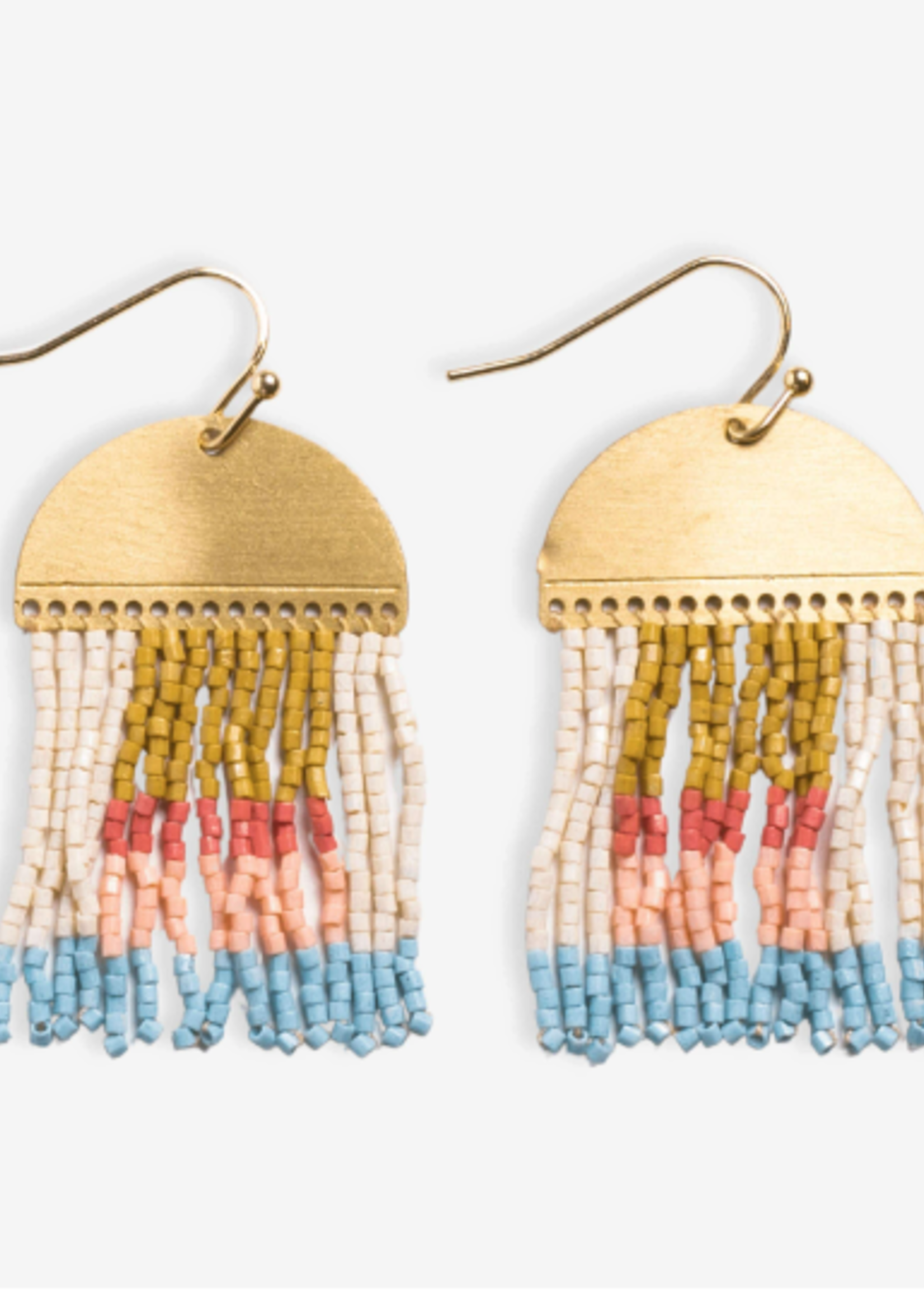 Birdie Abstract Beaded Fringe Earrings