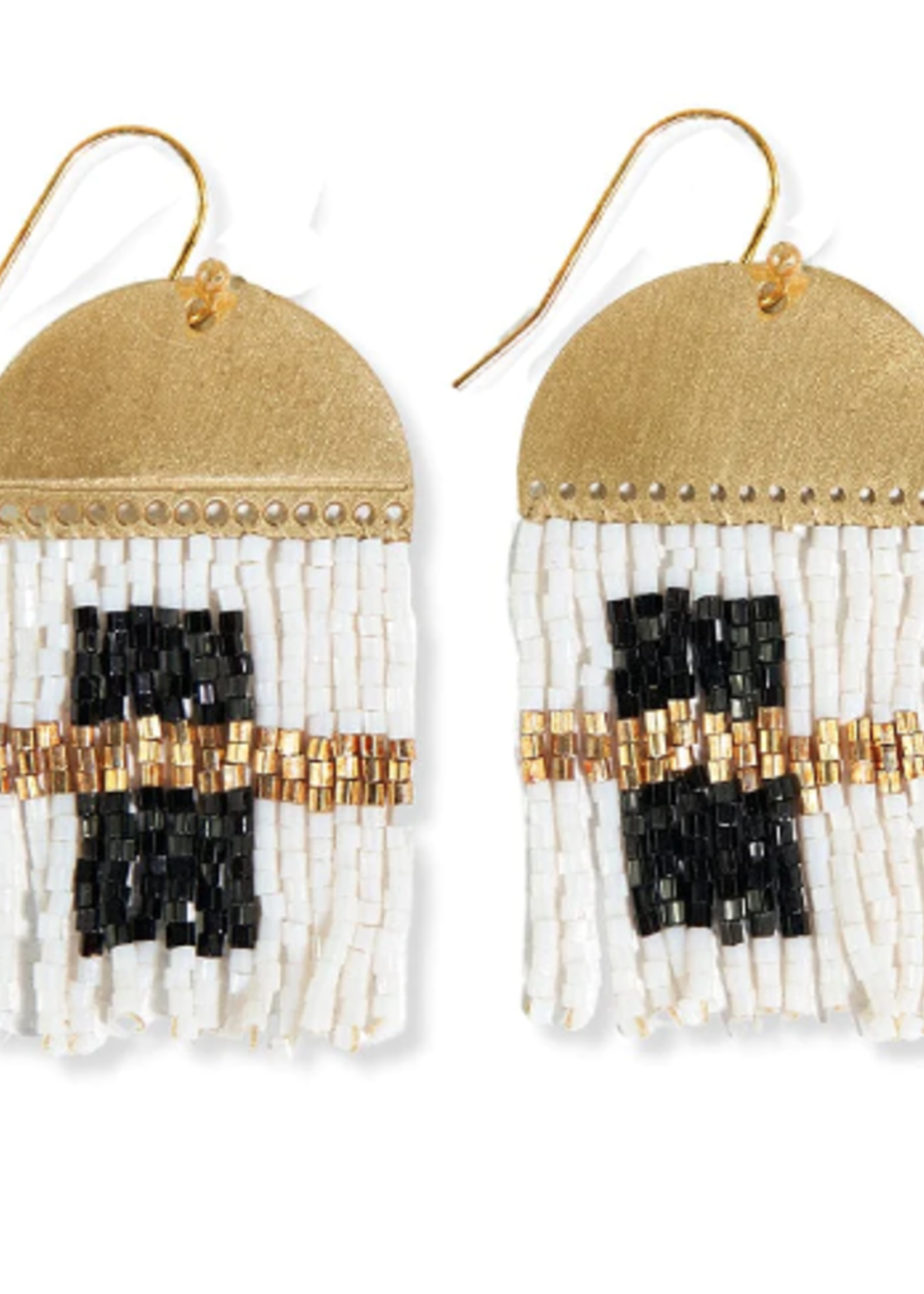 Birdie Abstract Beaded Fringe Earrings