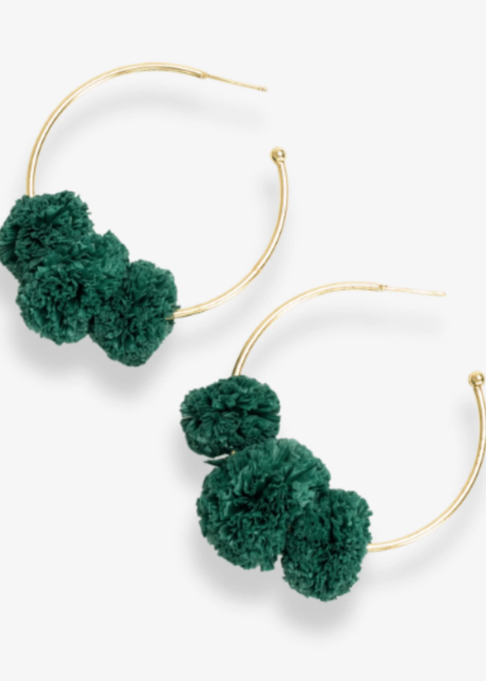 Rita Raffia Poms Hoop Earrings
