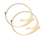Amelia Circle Bird Hoops Brass