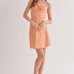 Jess Cowl Tieback Mini Dress Apricot