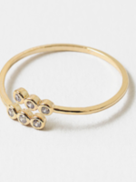 Open Gold Band Ring w/ 3 CZ Bezels