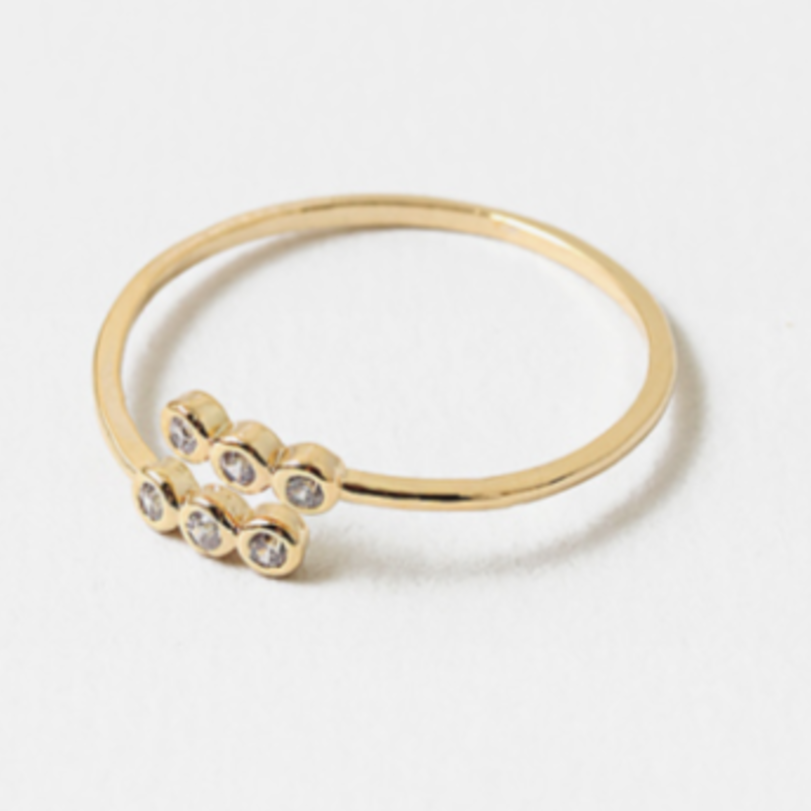 Open Gold Band Ring w/ 3 CZ Bezels