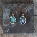 Nebula Earrings - Raw Abalone & Quartz