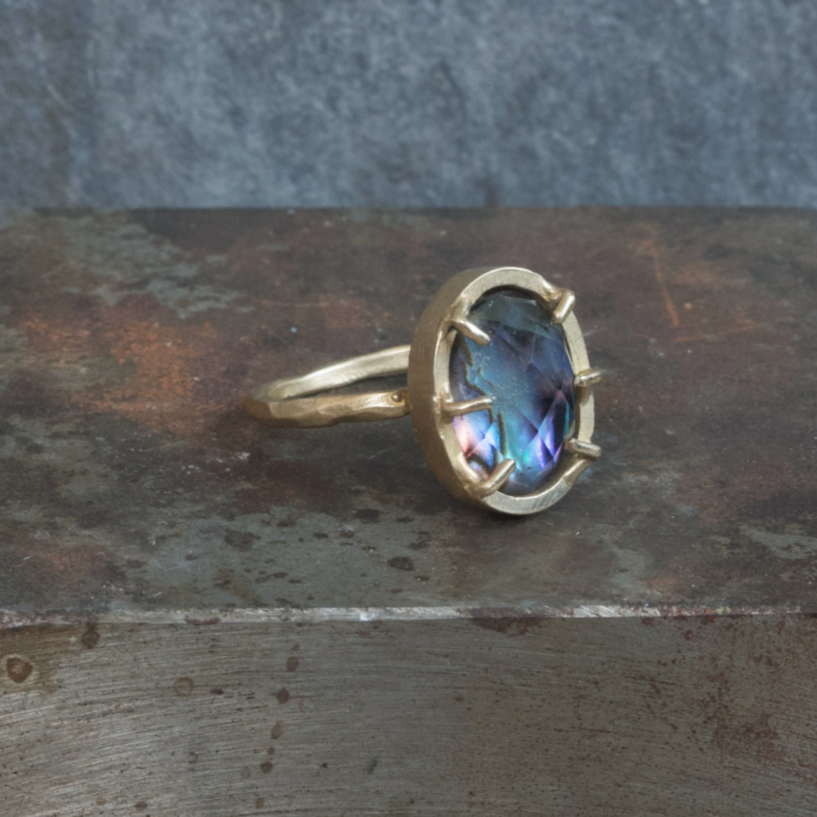 Nebula Ring - Raw Abalone & Quartz