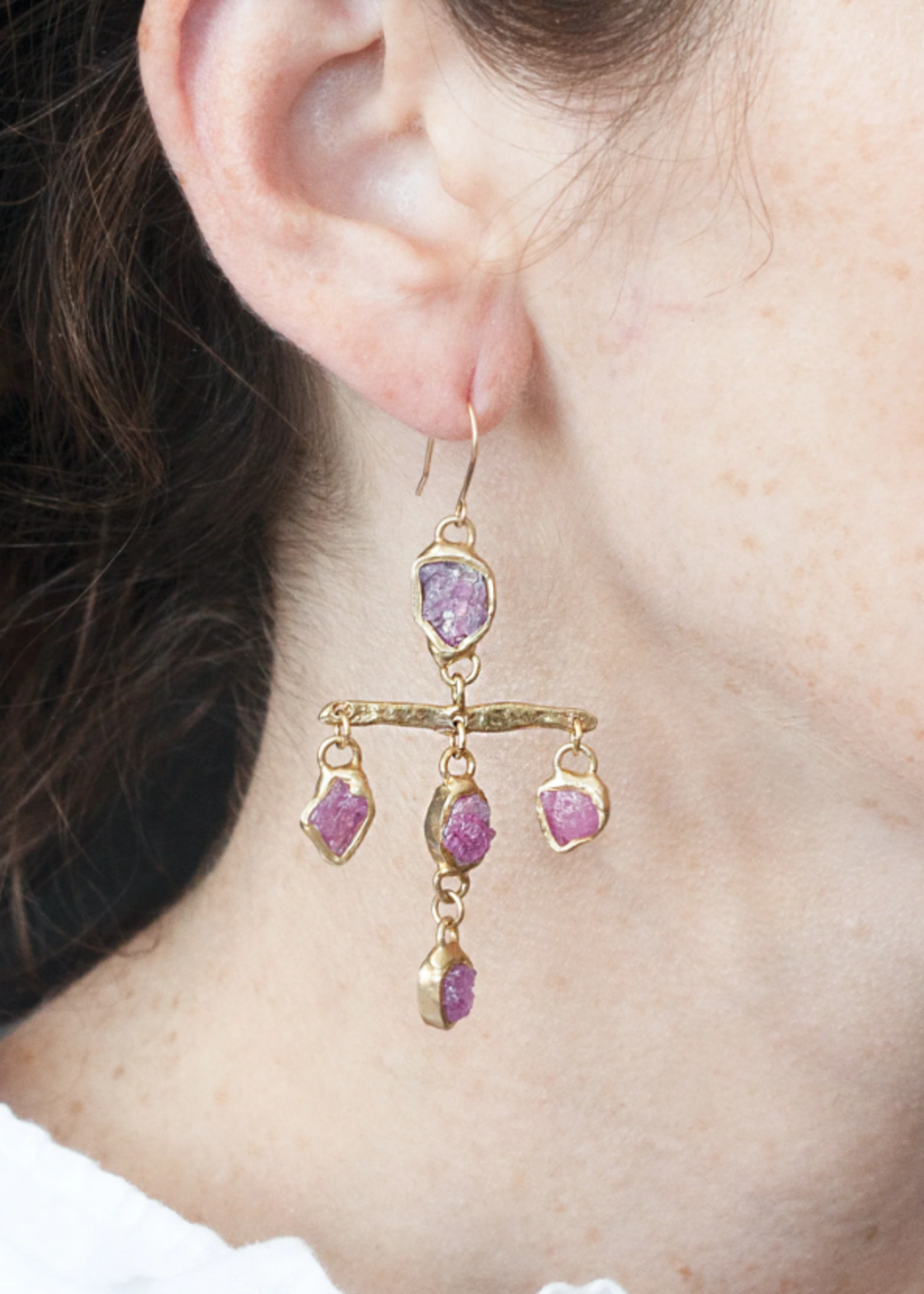 Ursa Major Earrings - Raw Ruby