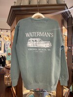Waterman's Woody Comfort Colors Crewneck Sweatshirt Blue Spruce