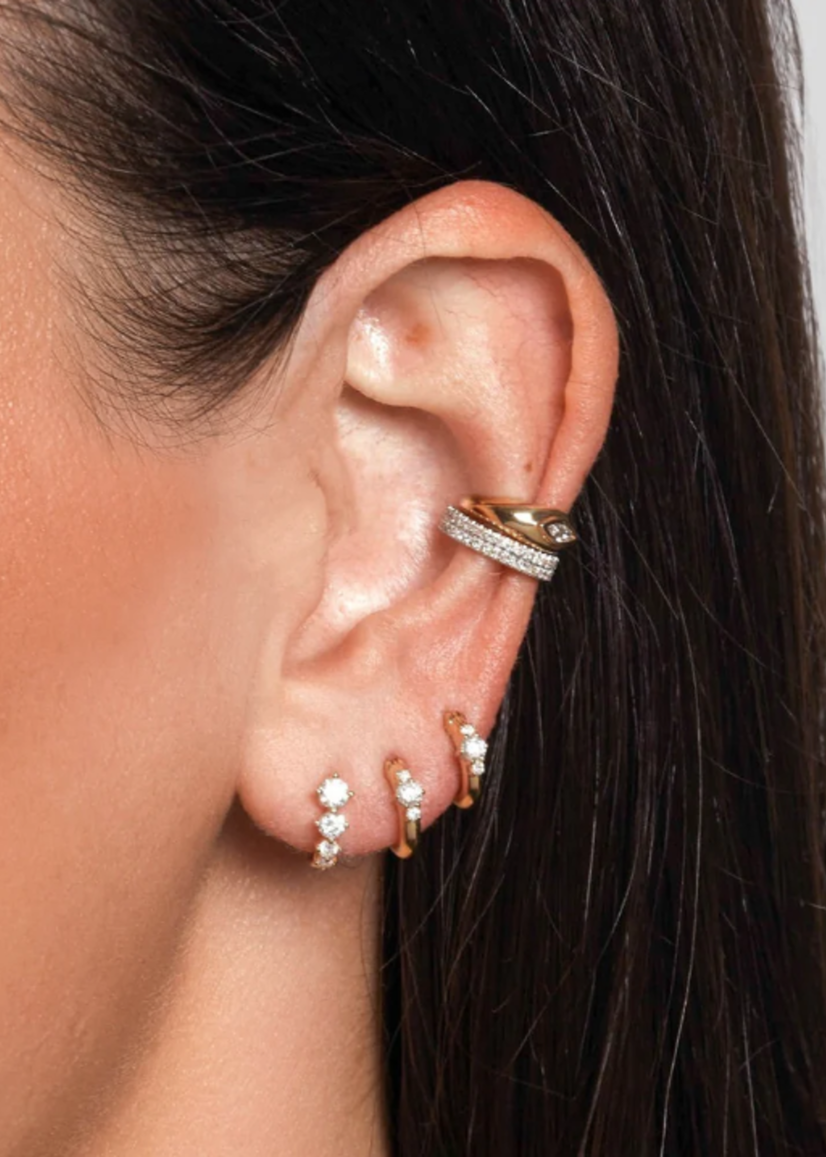 Paris Diamond Front Huggie Hoops Y14