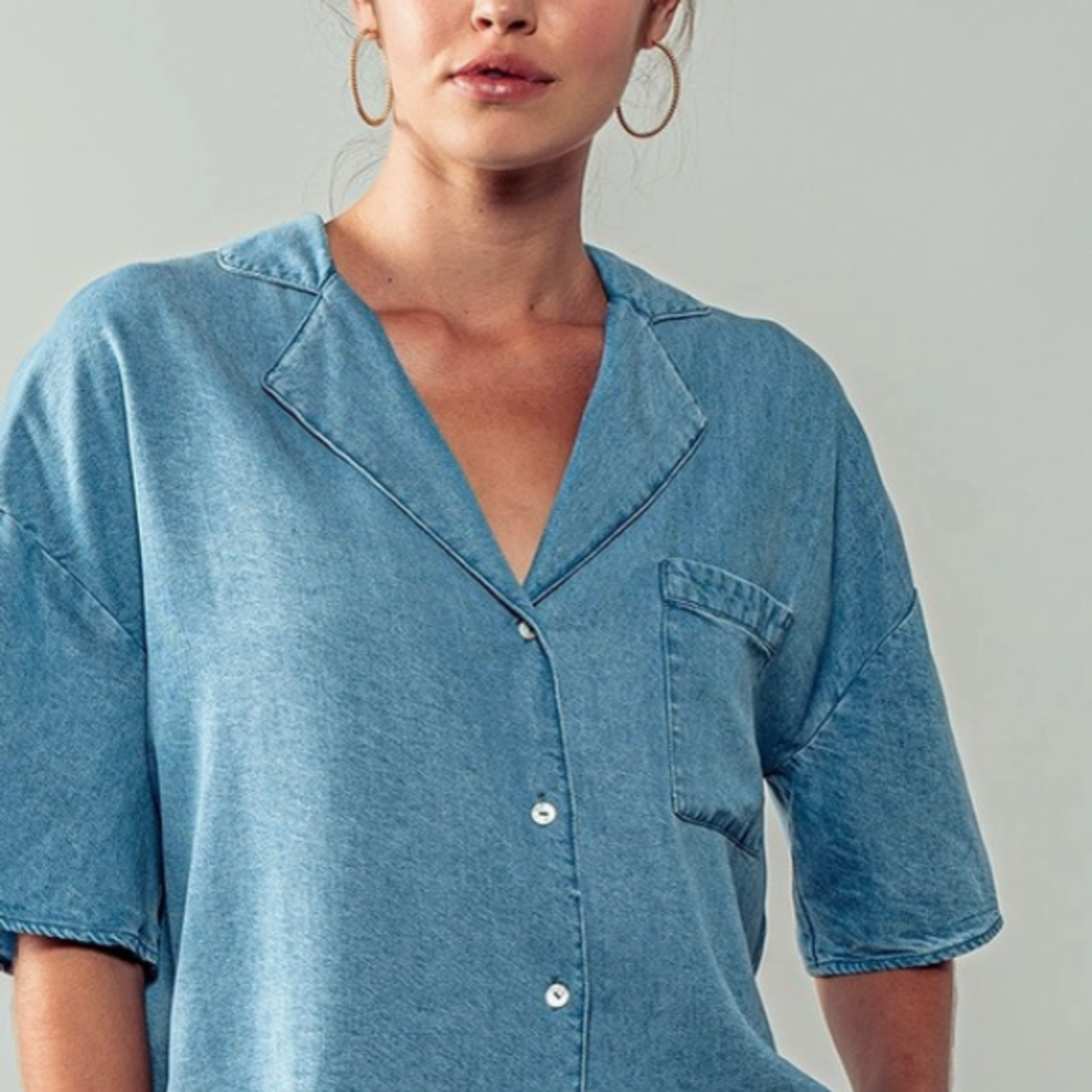 Coastal Tranquility Camp Shirt Denim