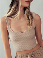 Notch Top Rib Tank Top Beige