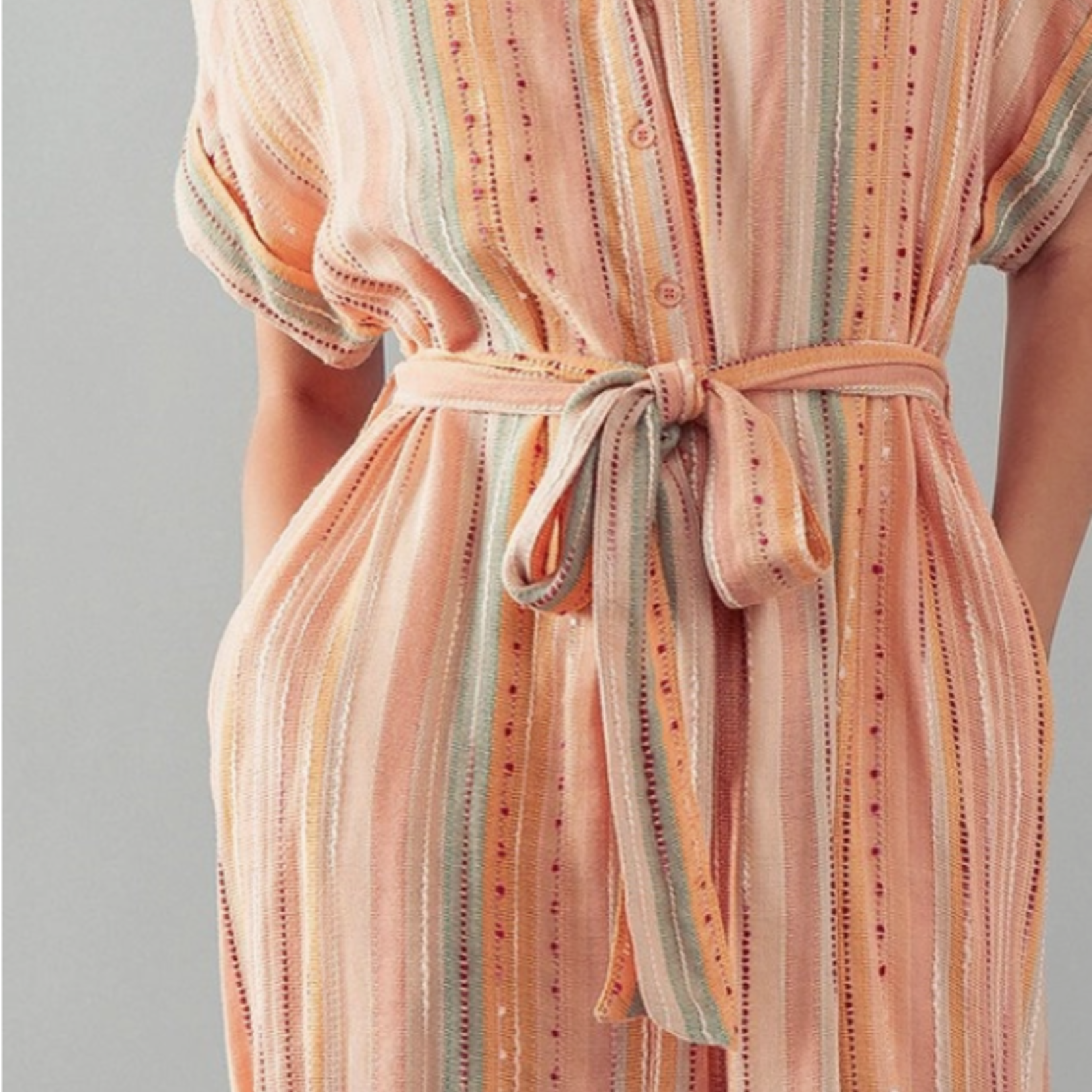 Stripe Maxi Shirt Dress Blush Multi