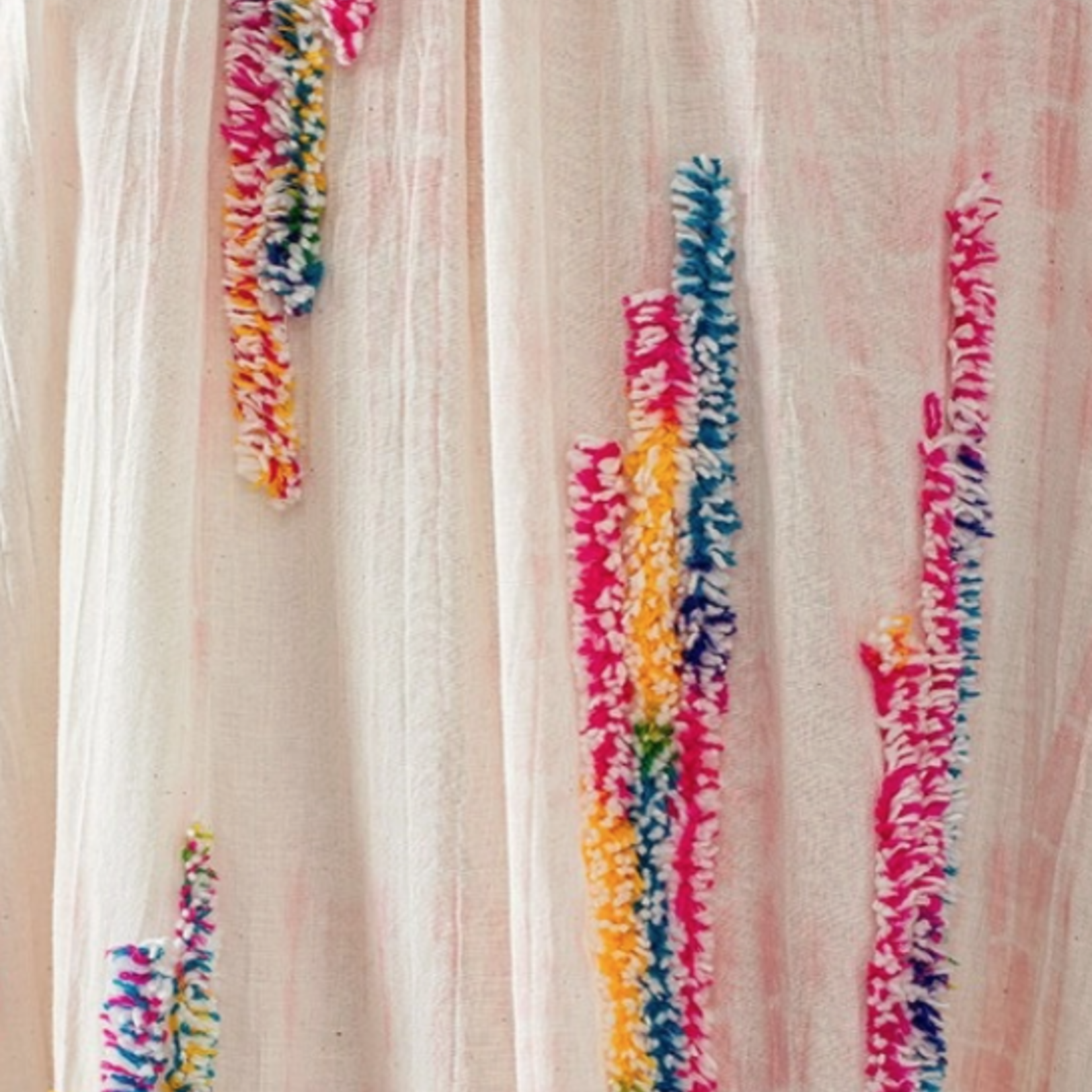 Embroidered Multi Stripe Pattern Maxi Dress Pink