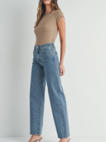 Medium Wash Longer Length Wide Leg Denim