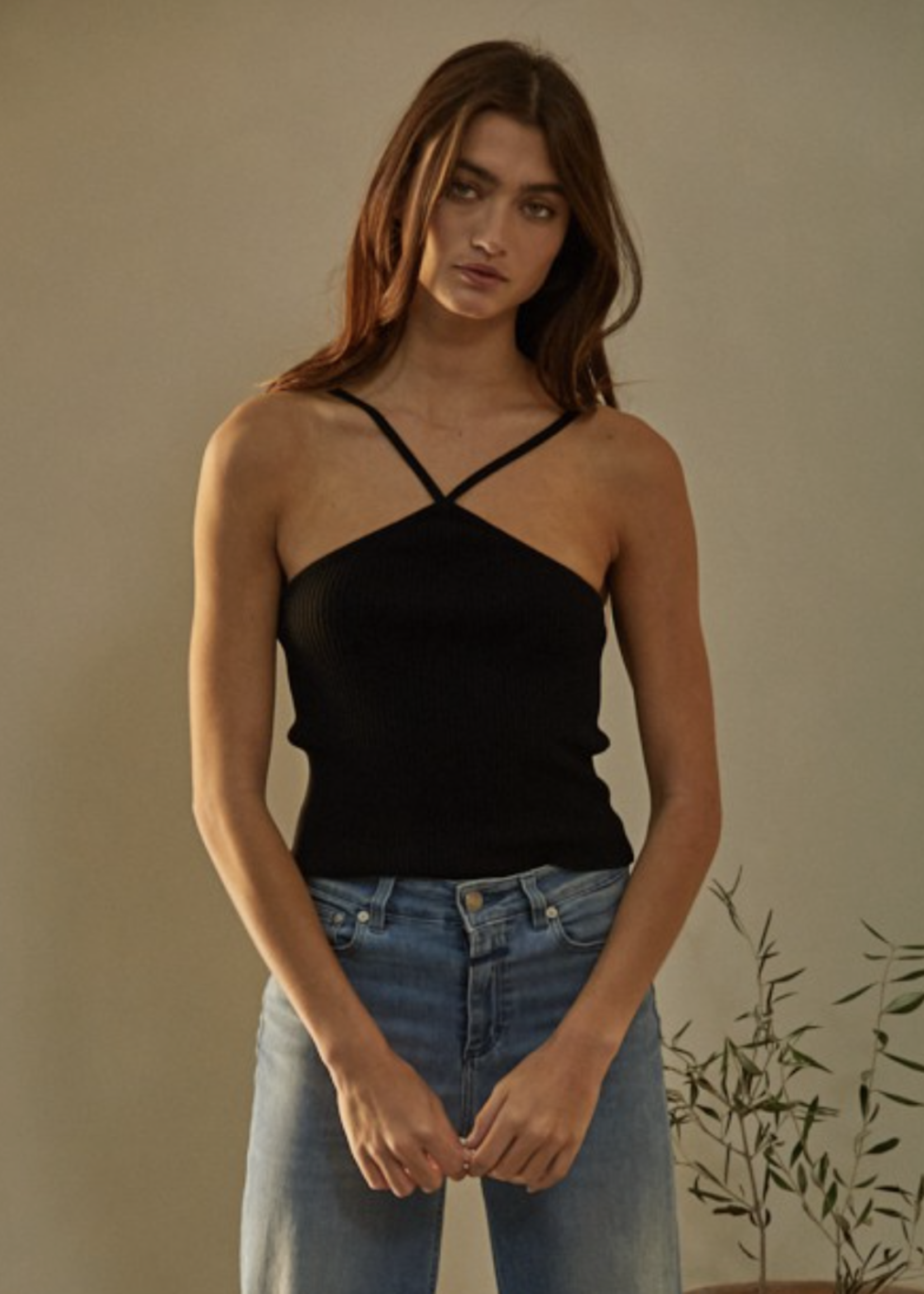 Stop and Stare Sweater Halter Tank Top