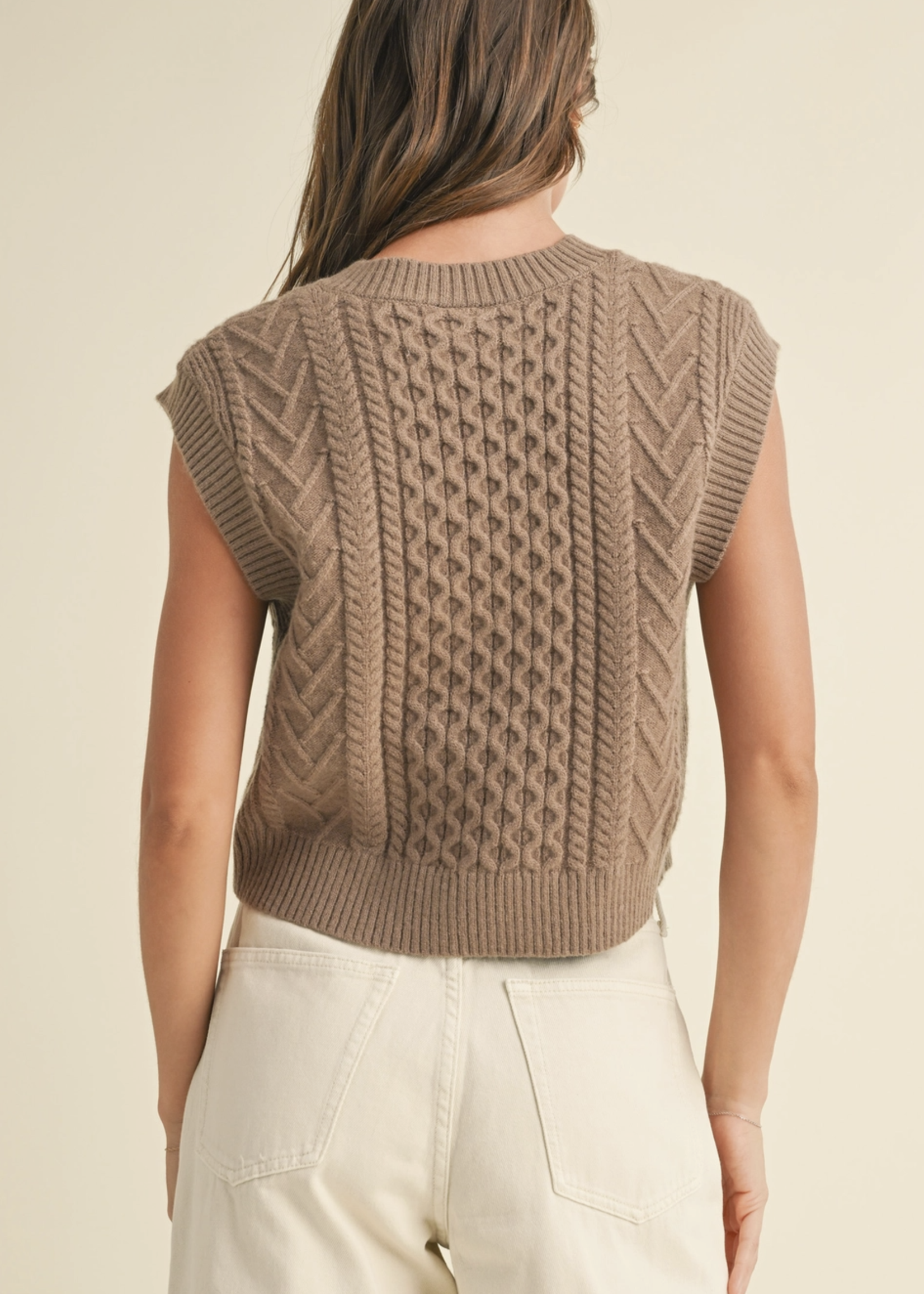 V-Neck Cable Sweater Vest