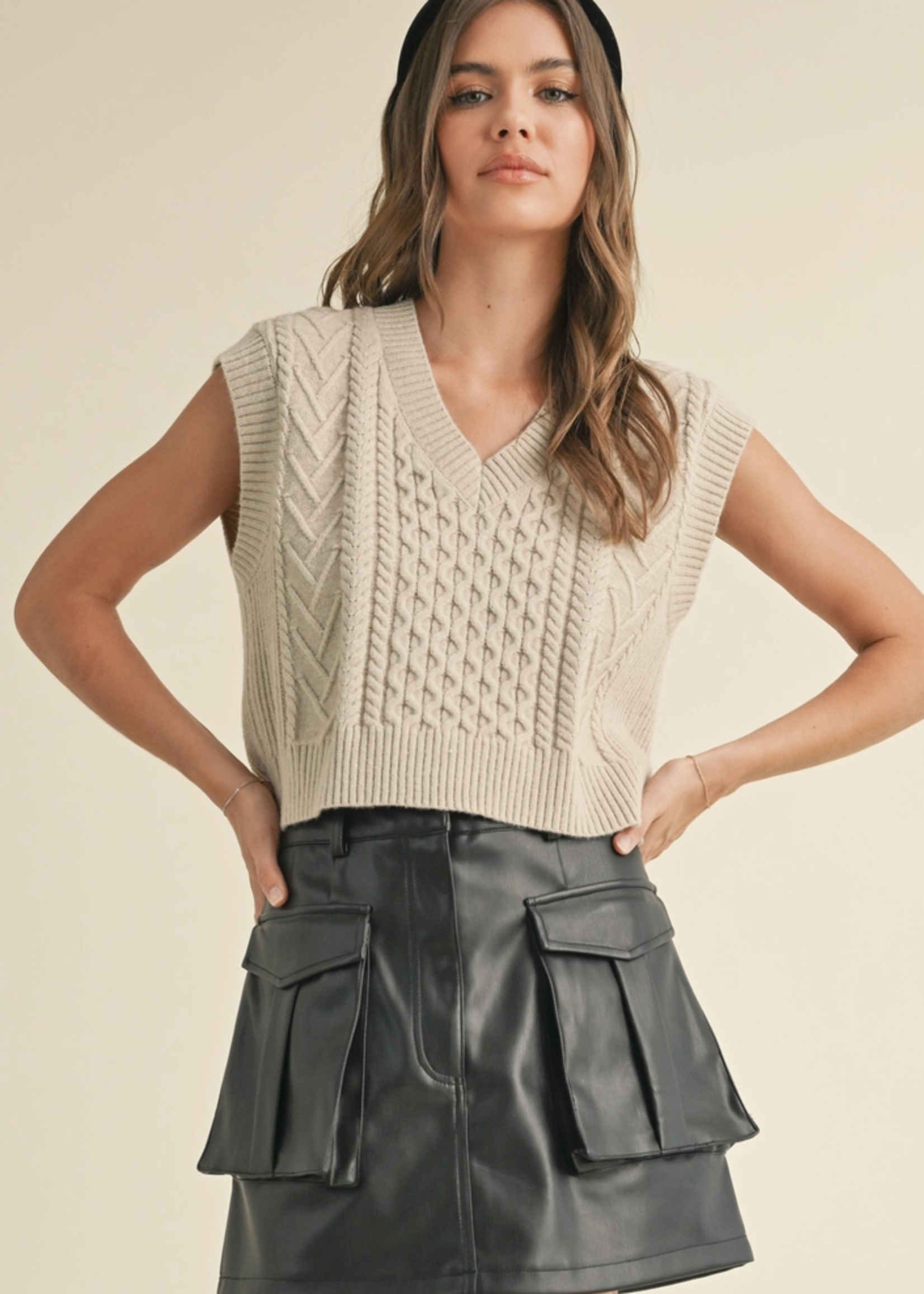V-Neck Cable Sweater Vest