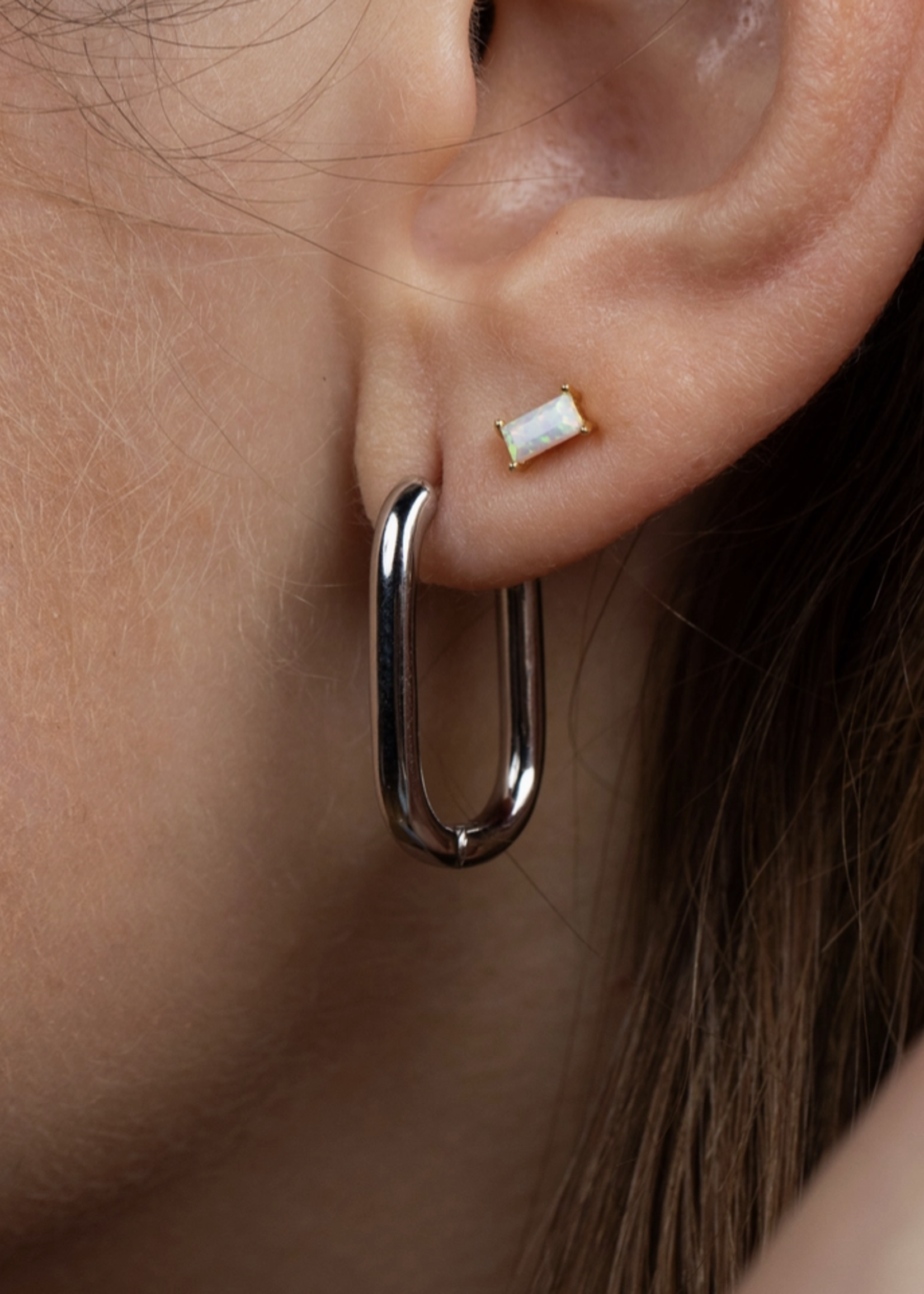 Large Rectangle Hoop Earring