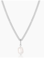 Colette Pearl Curb Necklace - Rhodium Plated