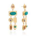 Multi-Shape Drop Statement Earrings Gold