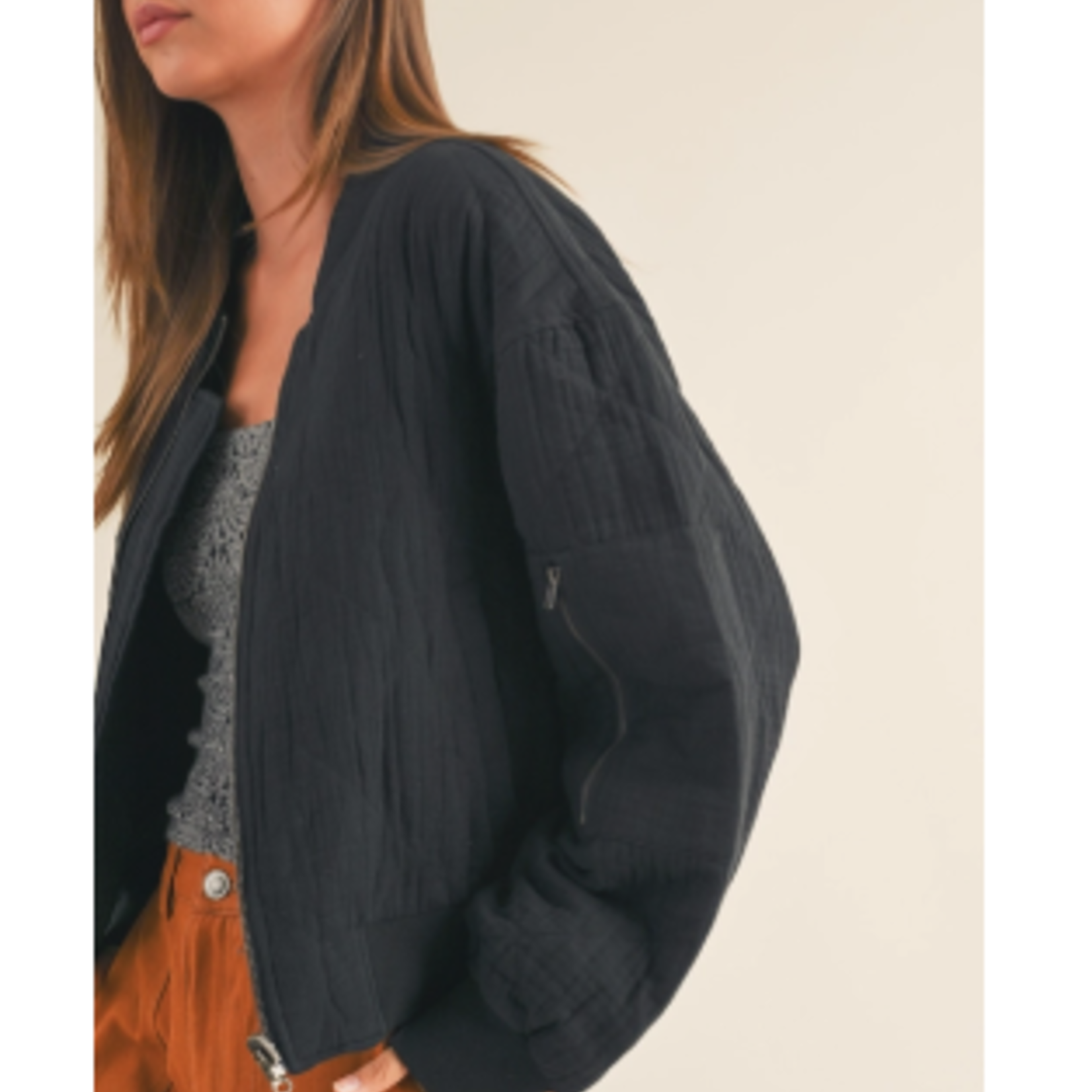 Quilted Gauze Bomber Jacket