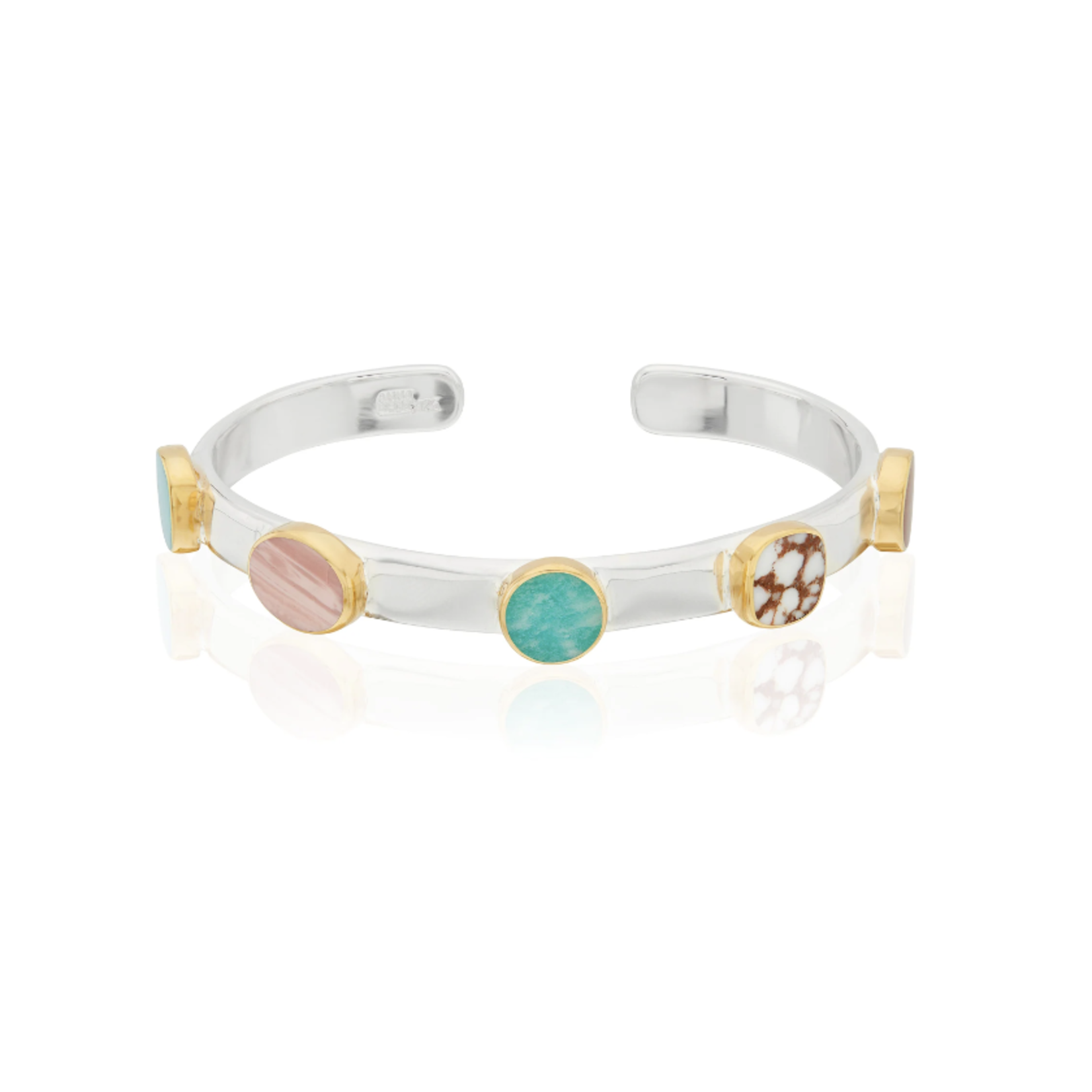 Raised Multi-Stone Cuff -Gold & Silver