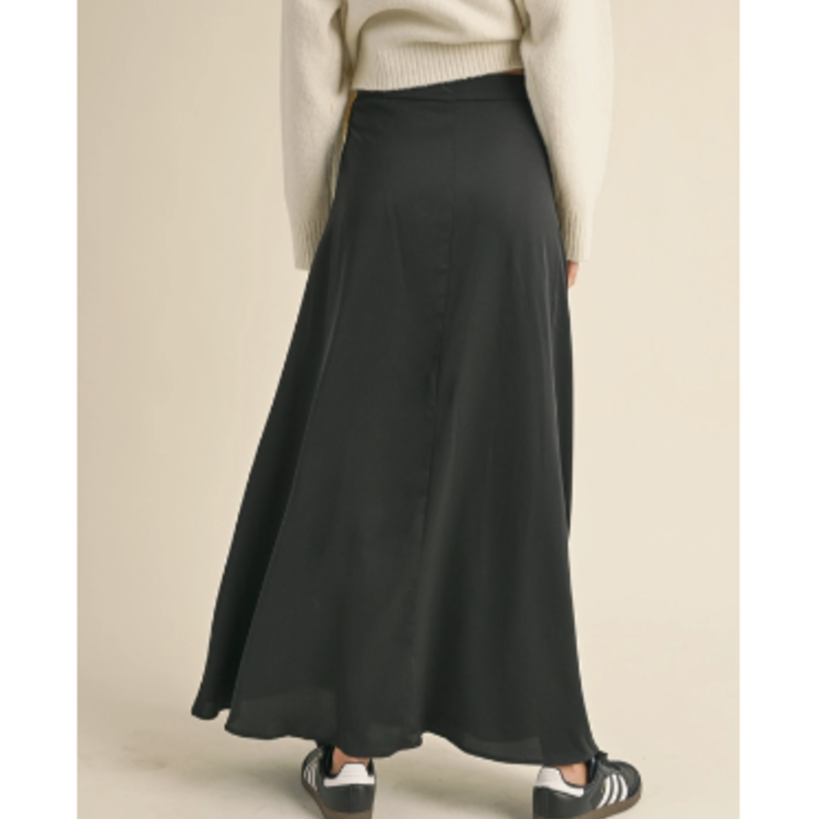 Button Front Satin Skirt