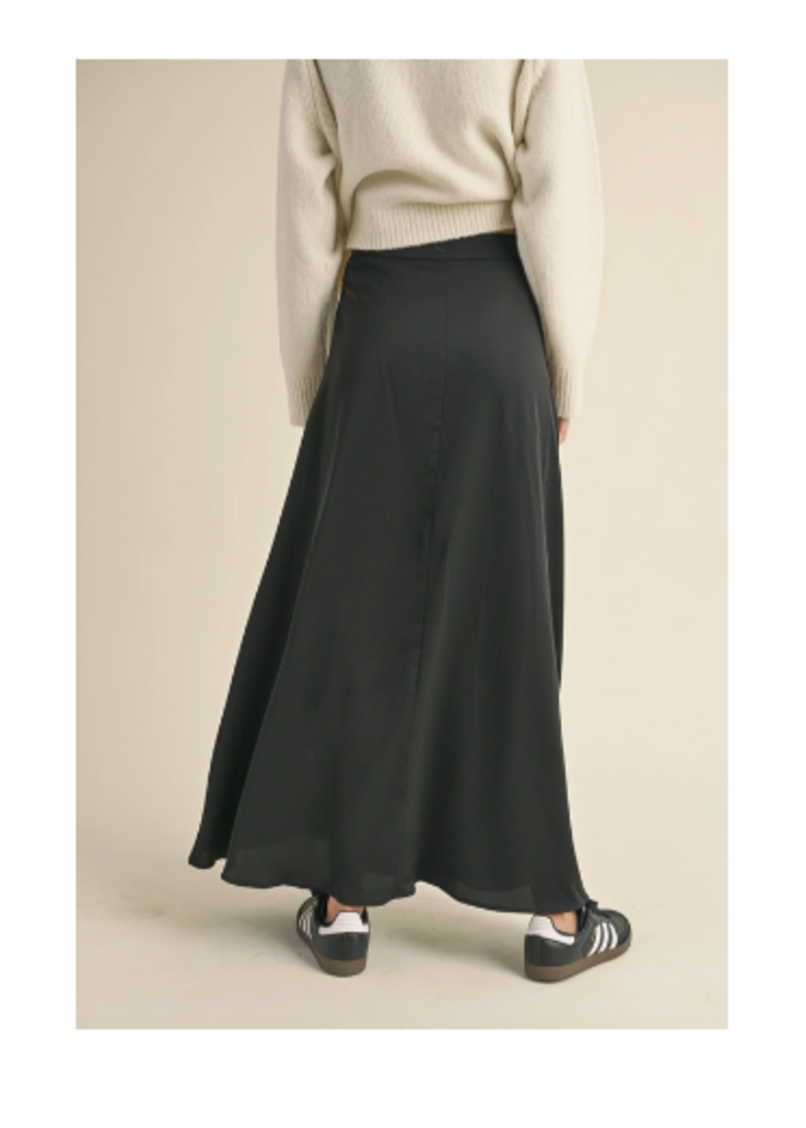 Button Front Satin Skirt