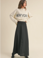 Button Front Satin Skirt