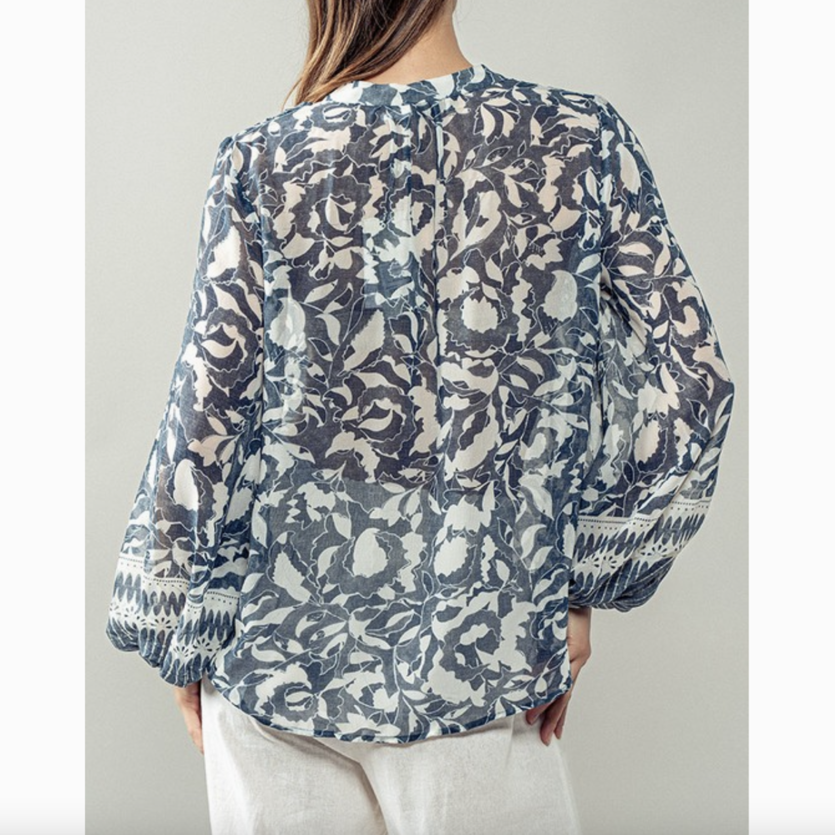 Floral Print Blouse with Balloon Sleeve