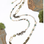 jewlery Heron Beaded Necklace with Neon Apatite & Amazonite