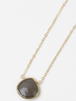 Sapphire - Faceted Grey Moonstone Bezel Simple Necklace