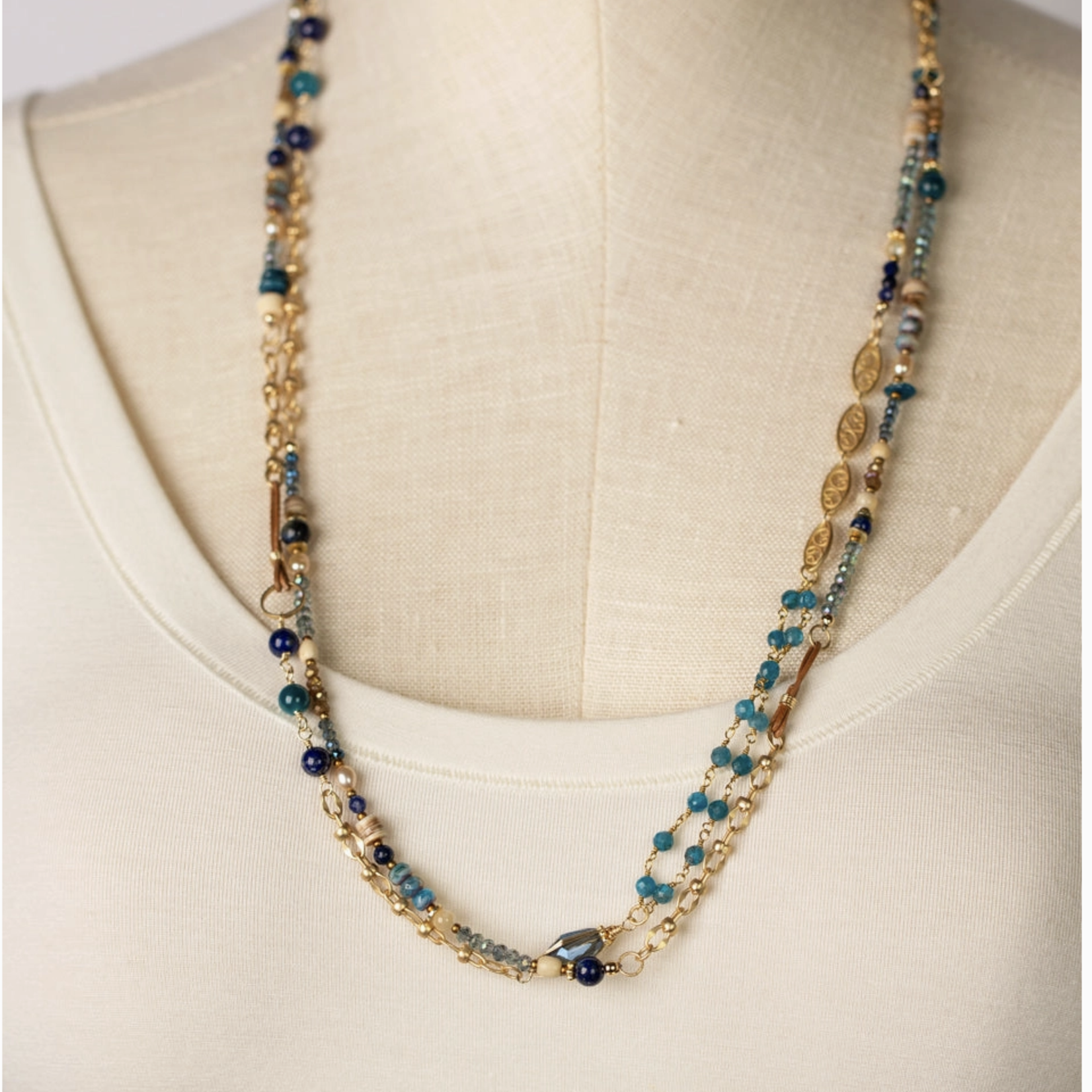 Starry Night - Apatite, Crystal Collage Necklace