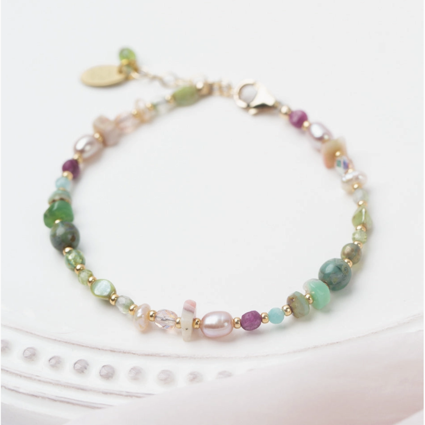 Hope - Ruby, Pearl, Amazonite Simple Bracelet