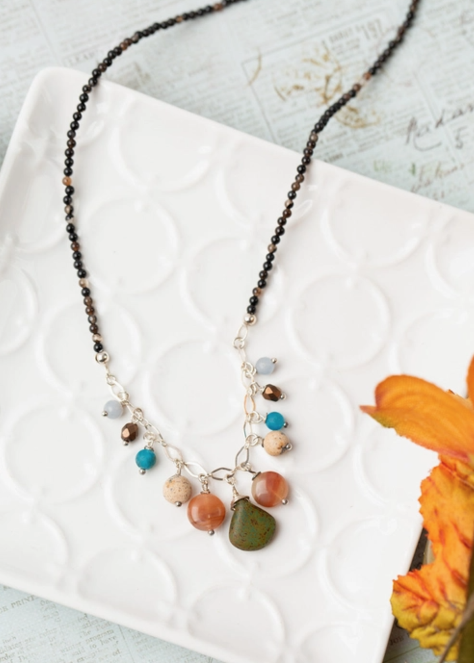 Vitality - Agate with Czech Glass Simple Necklace
