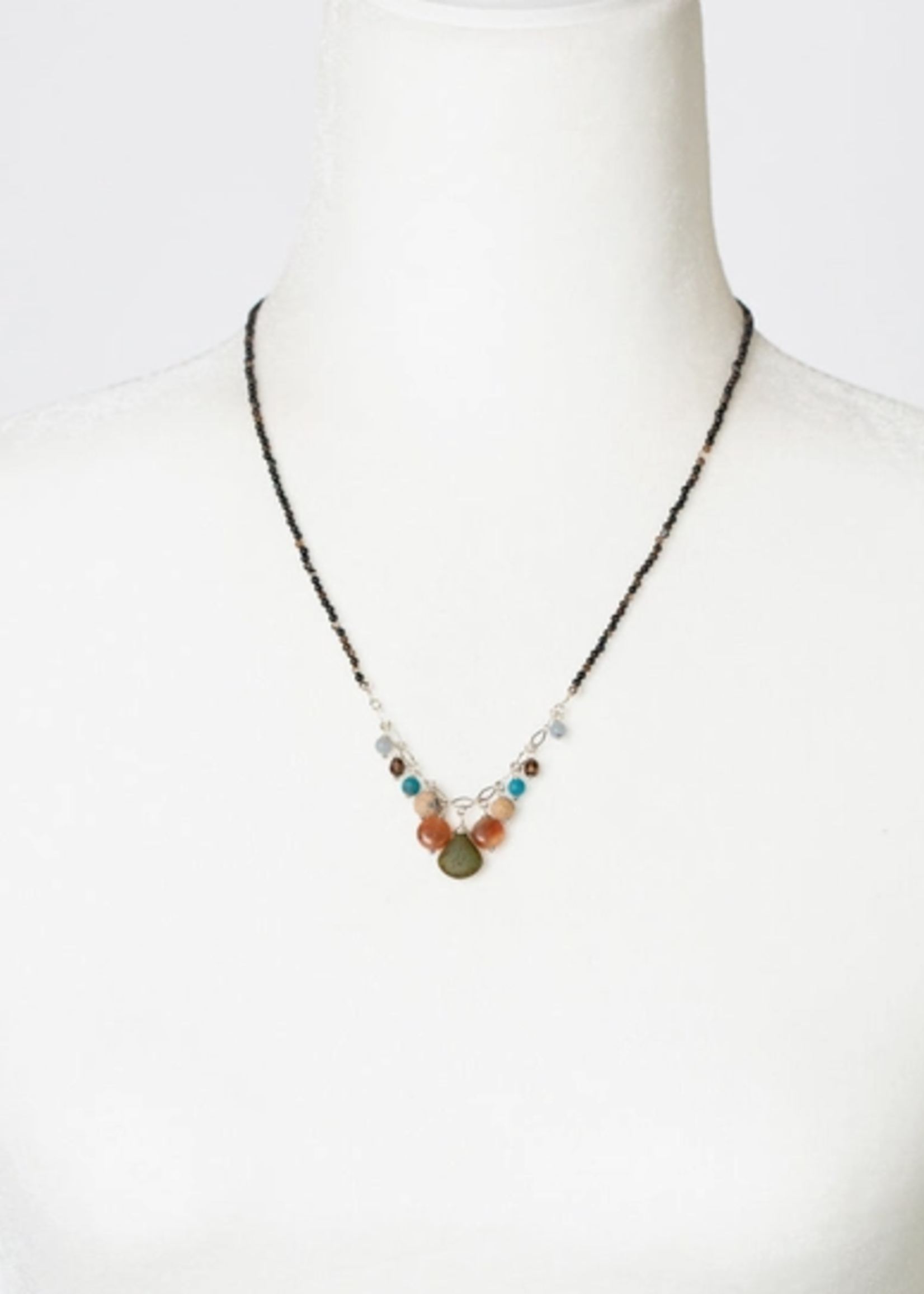 Vitality - Agate with Czech Glass Simple Necklace