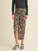 Ruched Leopard Skirt