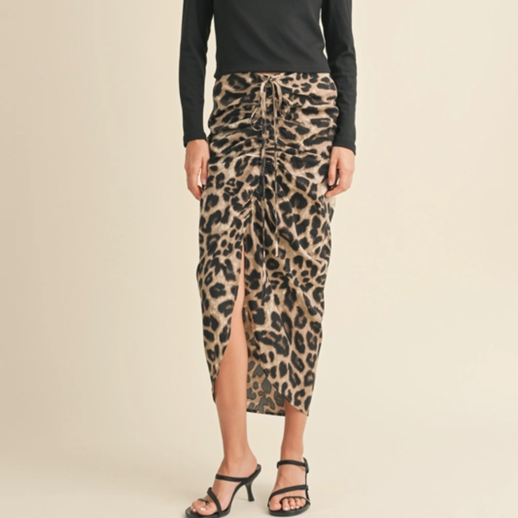 Ruched Leopard Skirt