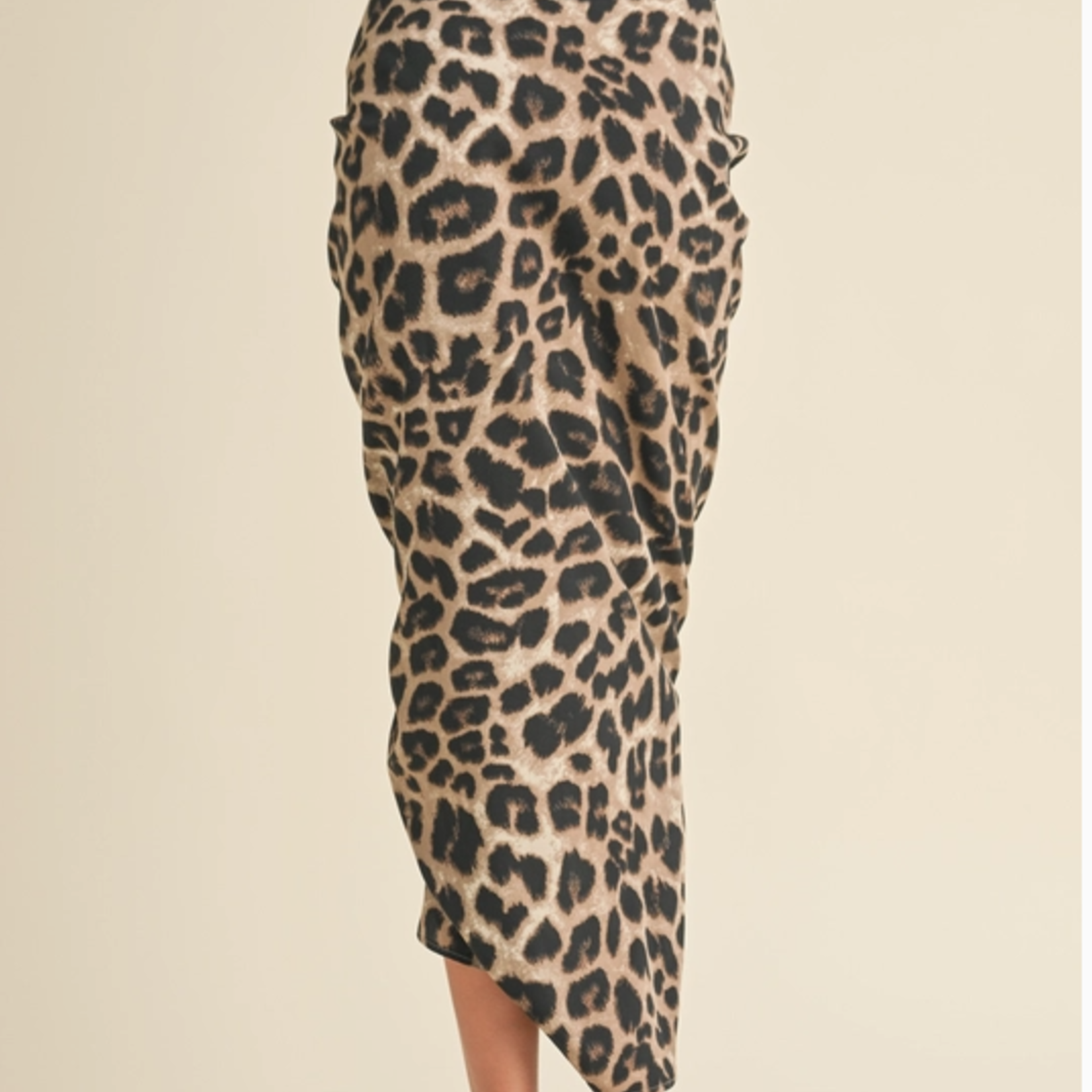 Ruched Leopard Skirt