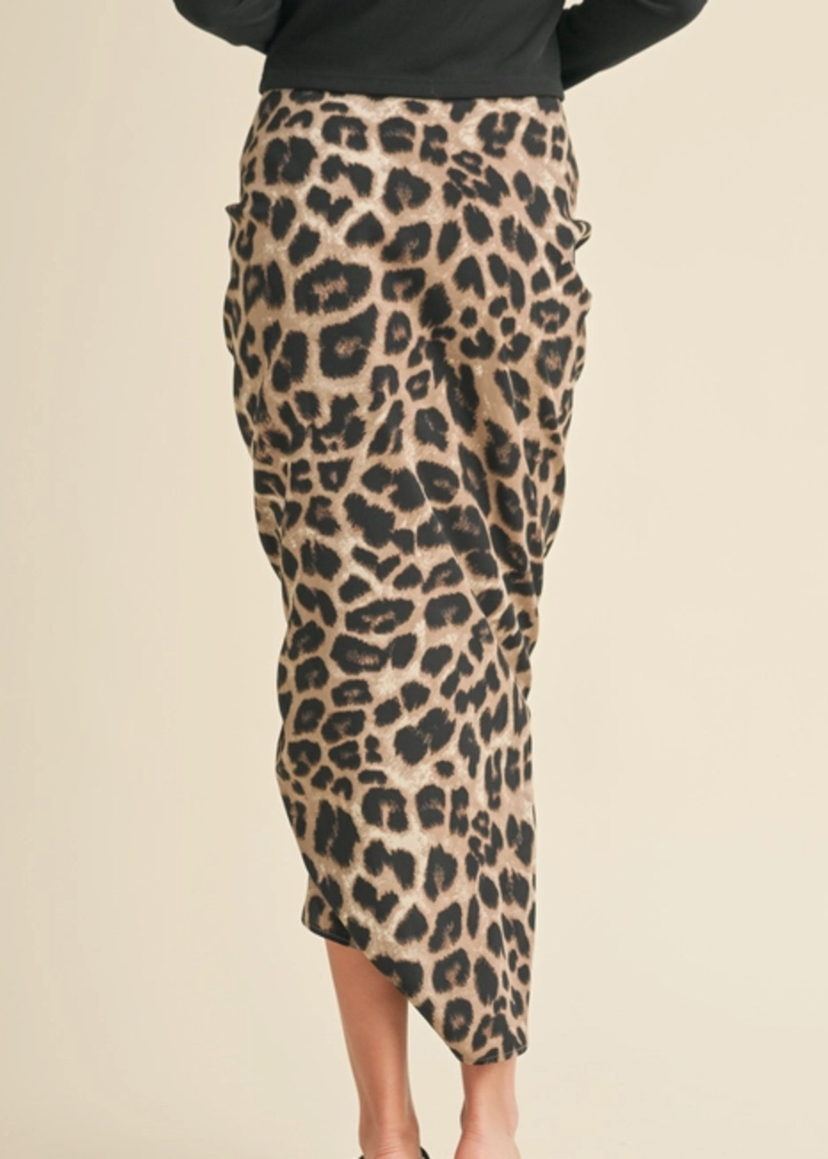 Ruched Leopard Skirt