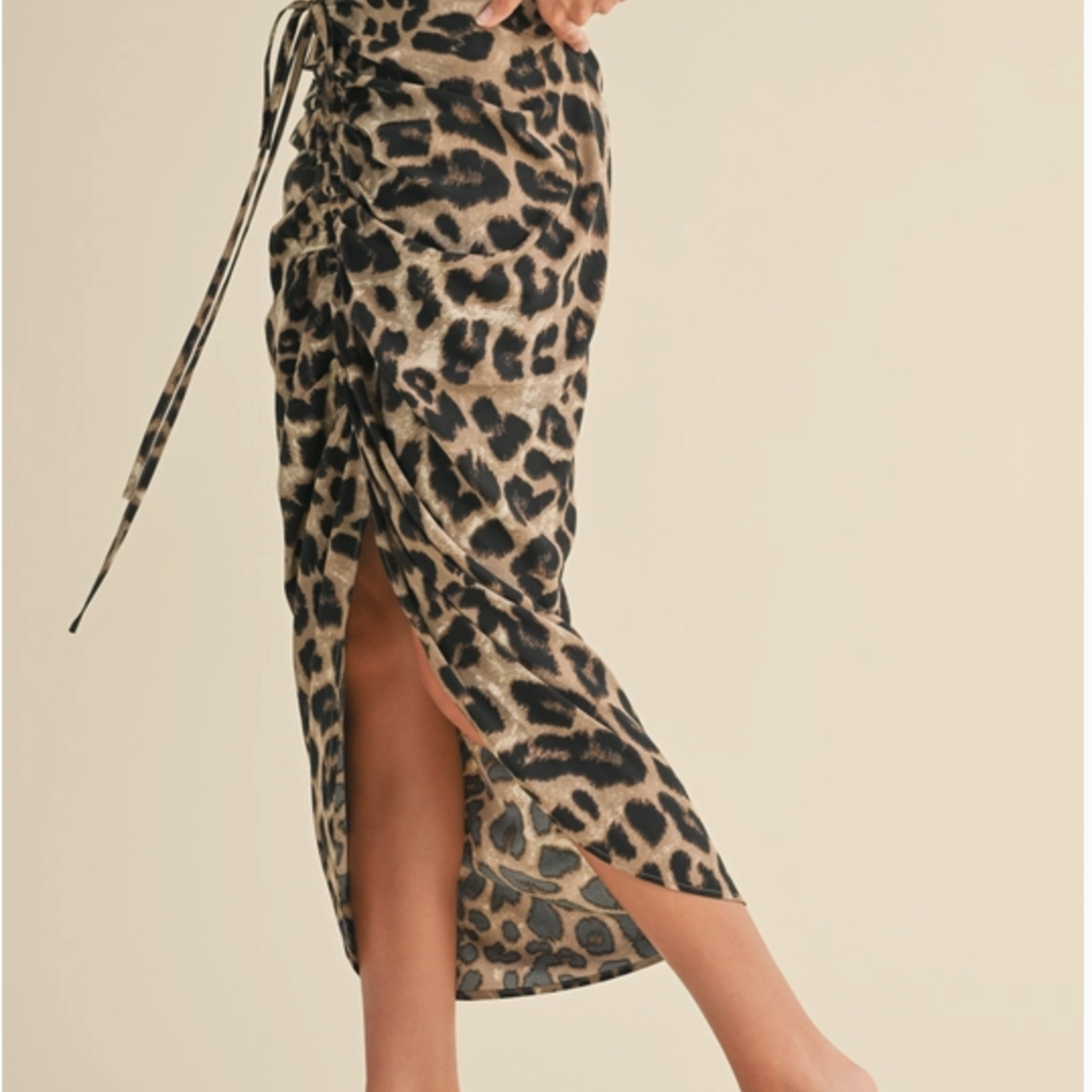 Ruched Leopard Skirt