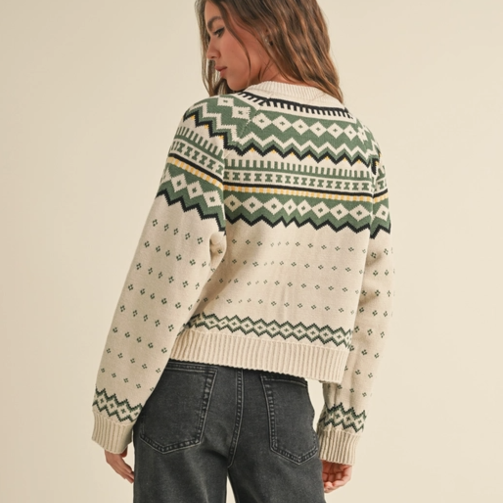 Multi Pattern Cardigan Green Multi