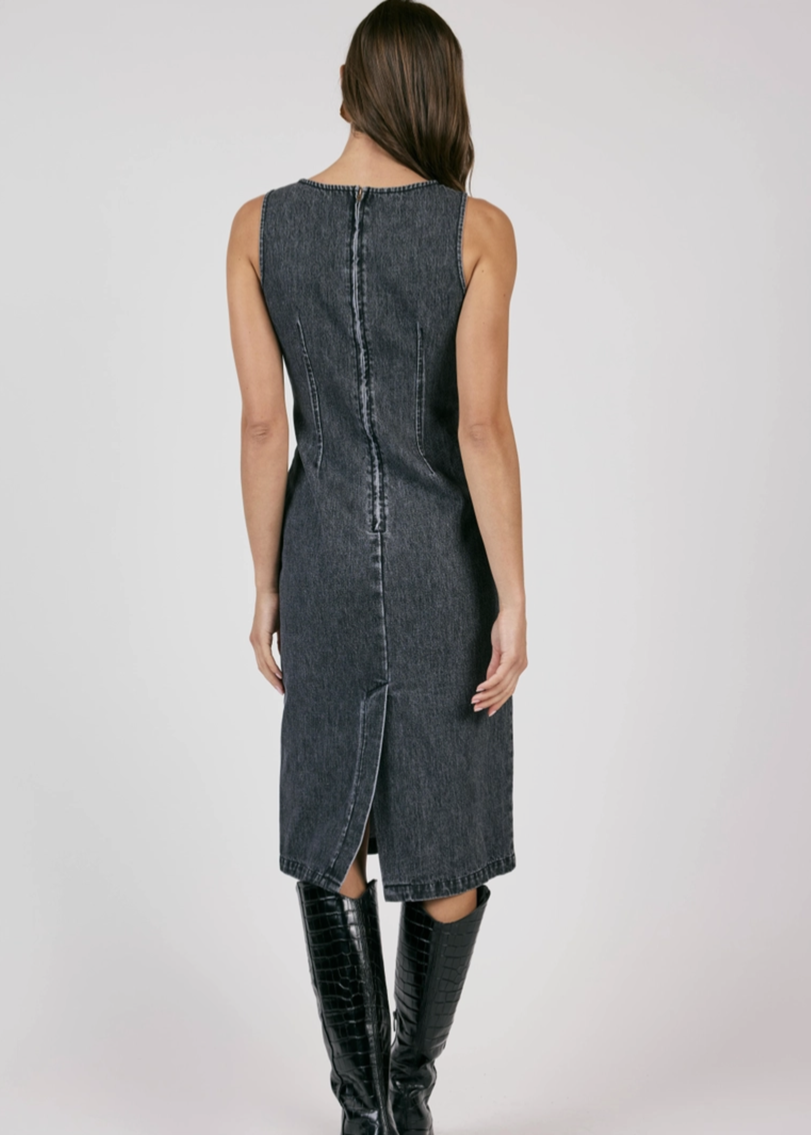 Transformative Fitted Denim Midi Dress