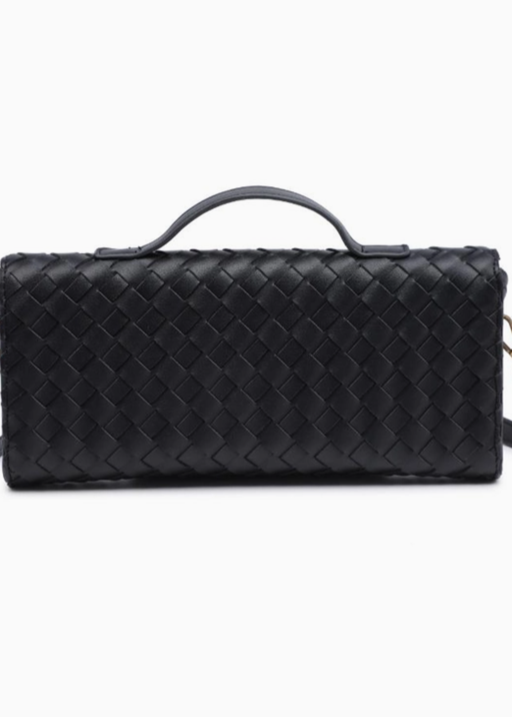 Ada Top Handle Woven East West Clutch Crossbody