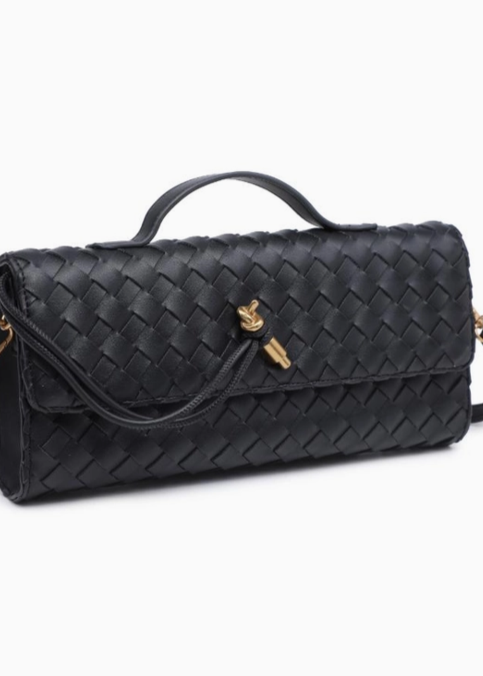 Ada Top Handle Woven East West Clutch Crossbody