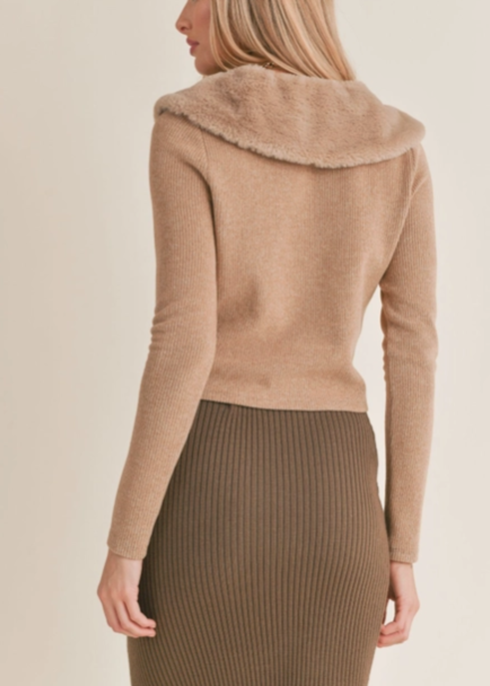 Daria Vegan Fur Collar Cardi